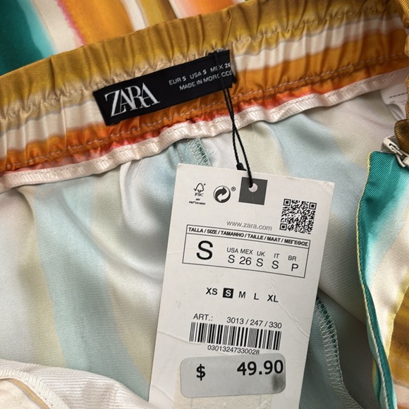 ZARA SATIN STRIPED HIGH RISE TROUSER STYLE PANTS - Picture 10 of 11